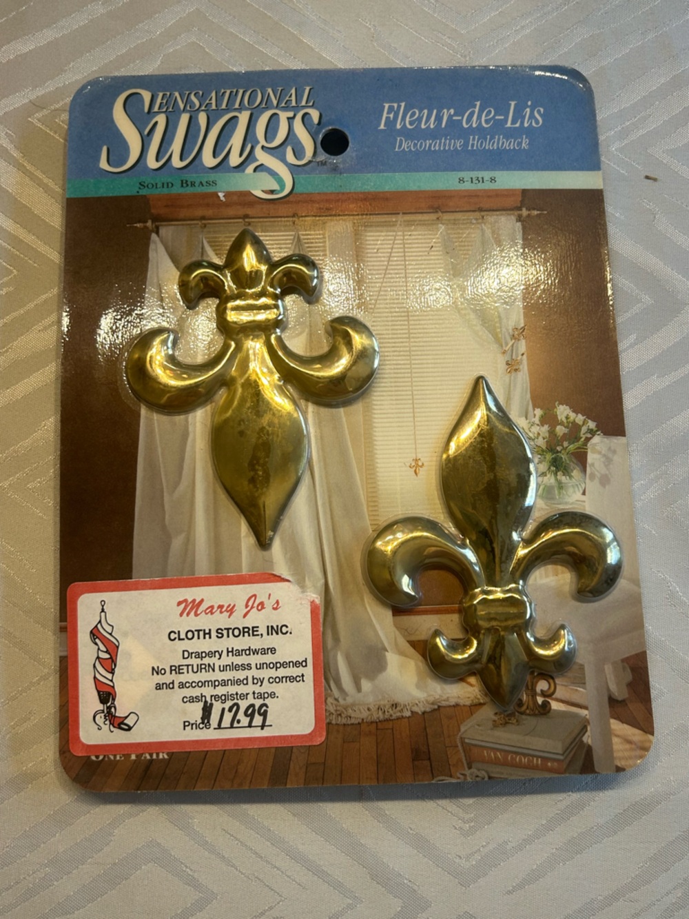 Vintage Brass Curtain Tie Backs Fleur de lis NWT